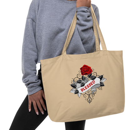 "Blessed" Large Organic Twill Tote Bag