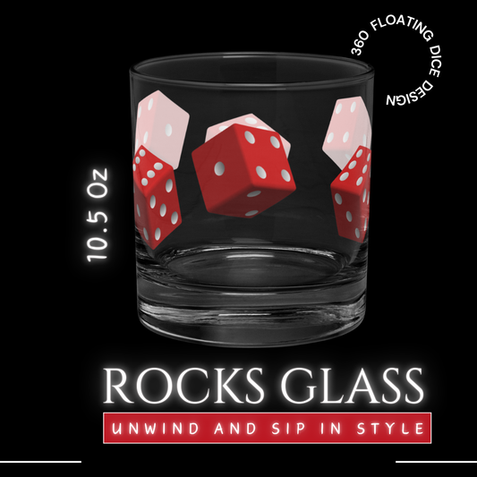 Dice Roll Rocks Glass 10.5 oz