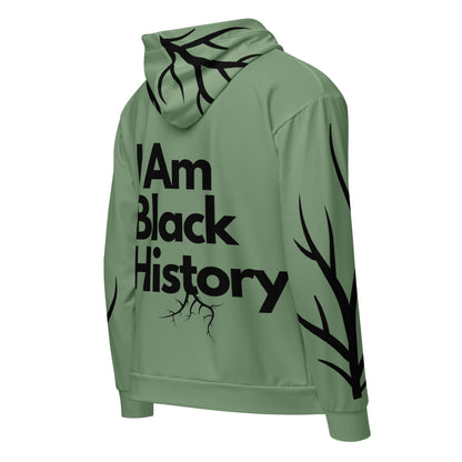 "I Am Black History" Men's Drawstring Zip Hoodie with Pockets