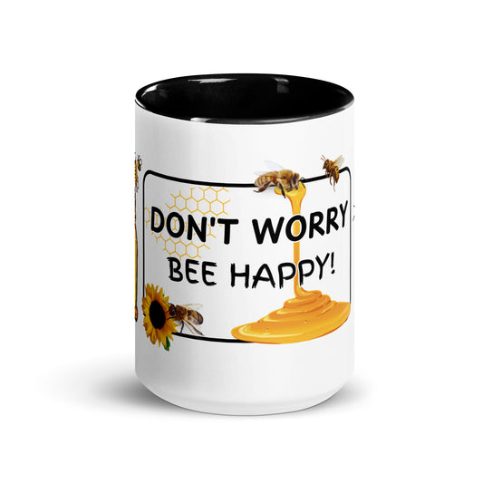 15 Oz Bee Mug with Black Interior Color